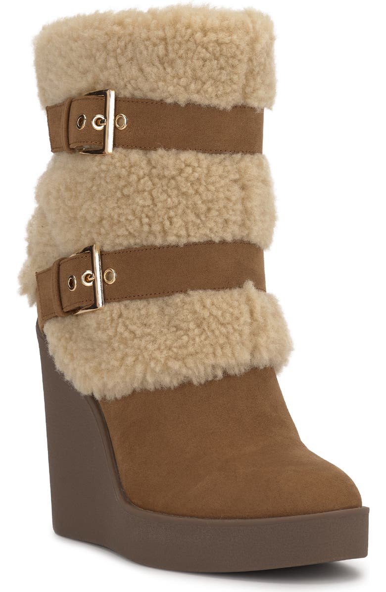 Jessica Simpson Meztyn Faux Shearling Wedge Boot, Main, color, Brown 01