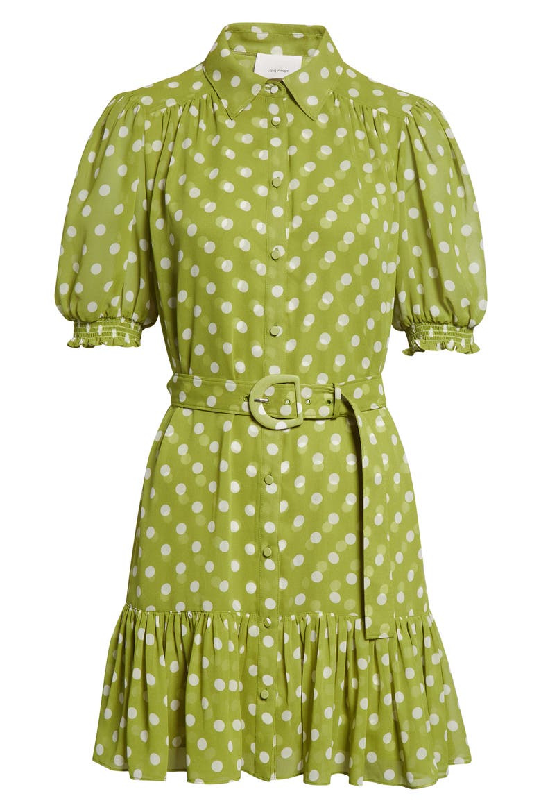 Camille Polka Dot Minidress, Alternate, color, PICKLE/IVORY
