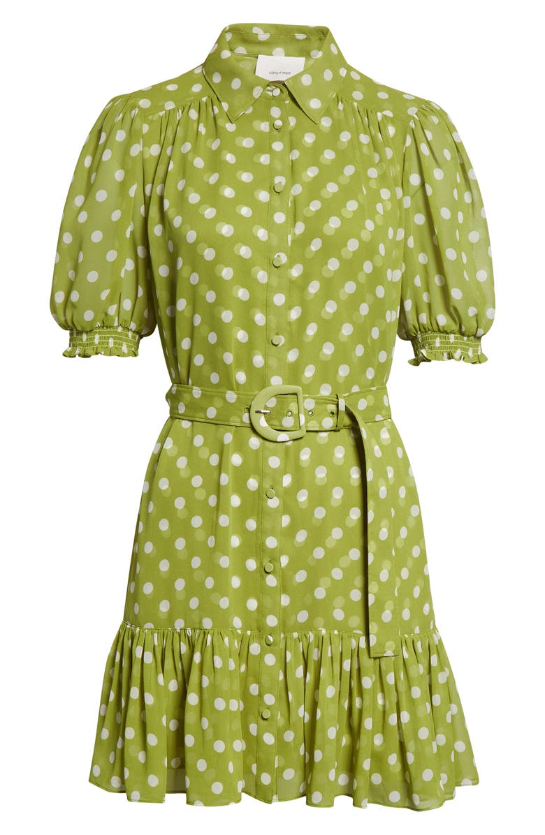 Cinq à Sept Camille Polka Dot Minidress, Alternate, color, Pickle/Ivory