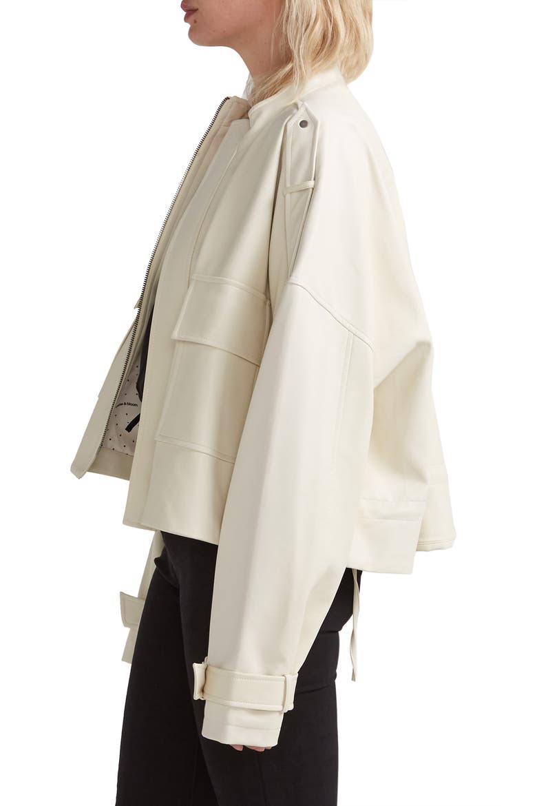 Reload Draped Faux Leather Jacket, Alternate, color, CREAM