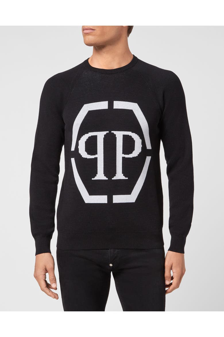 Pullover Round Neck Men, Main, color, black