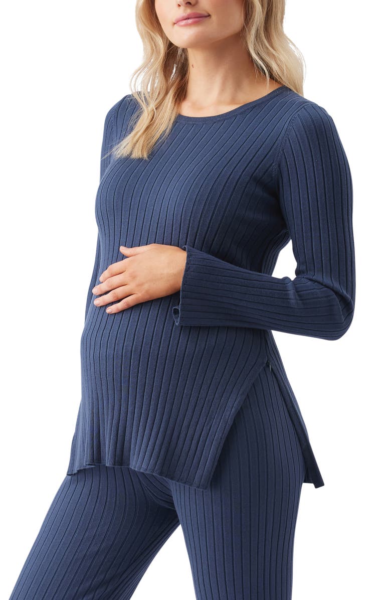 Ripe Maternity Stella Rib Nursing Knit, Alternate, color, French Navy