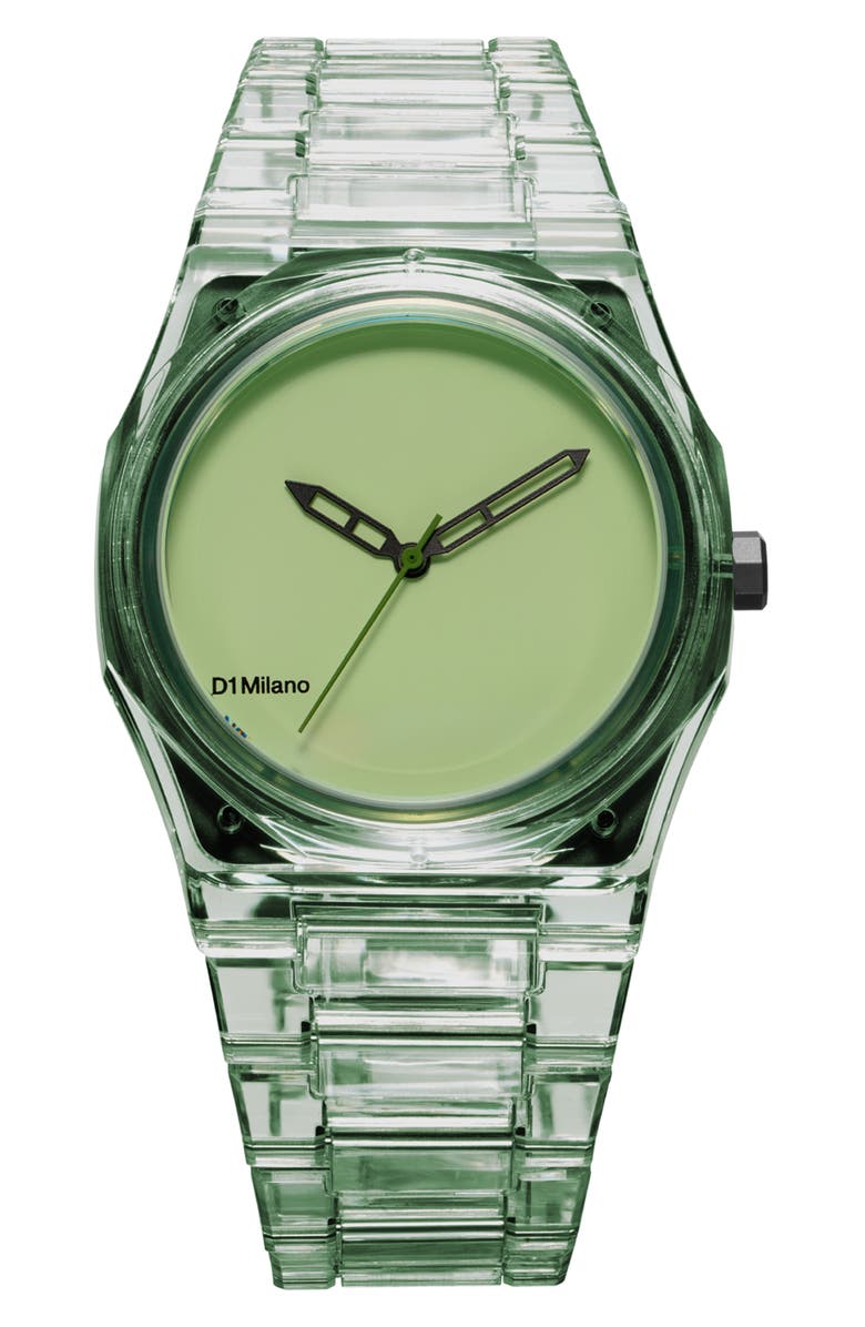 D1 Milano Exp_Mint Bracelet Watch, 39mm, Main, color, Transparent Light Green