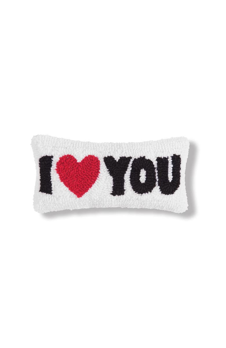 C&F Home "I Heart You" Mini Hooked White Valentine's Day Accent Pillow 6" x 12", Main, color, White
