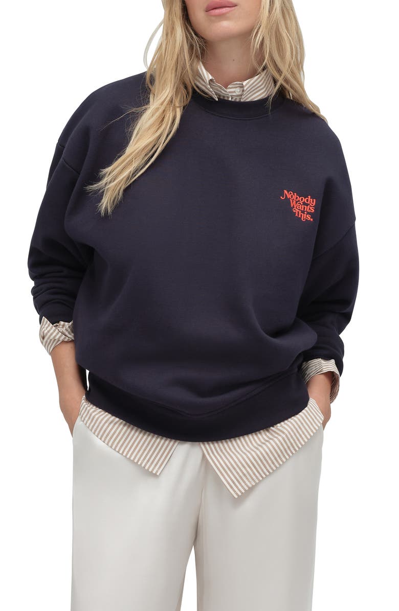 Favorite Daughter x 'Nobody Wants This' Crewneck Sweatshirt, Main, color, Navy