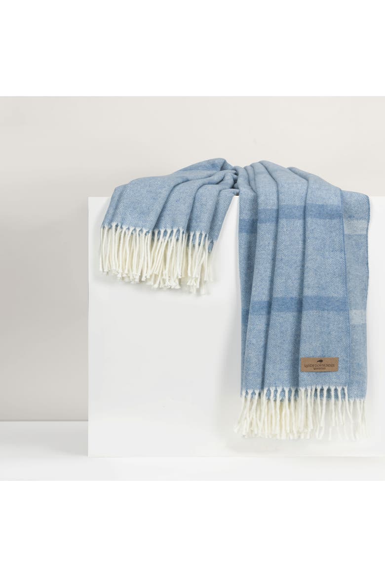 Montauk Stripe Herringbone Throw, Main, color, Blue Denim
