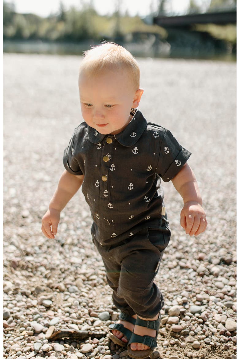 Organic Cotton Muslin Anchor Print Polo & Harem Pants Set, Alternate, color, CHIA ANCHOR