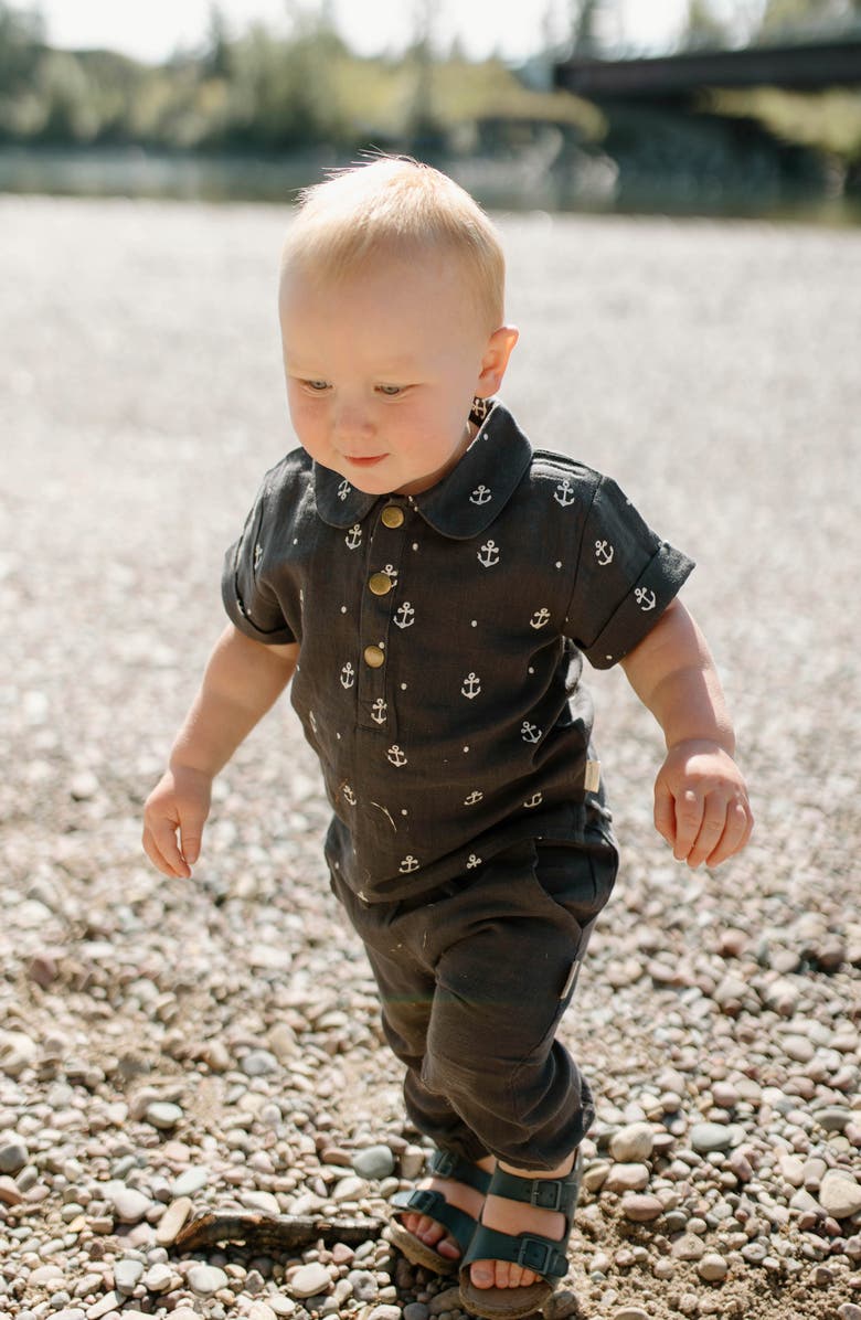 L'ovedbaby Organic Cotton Muslin Anchor Print Polo & Harem Pants Set, Alternate, color, 