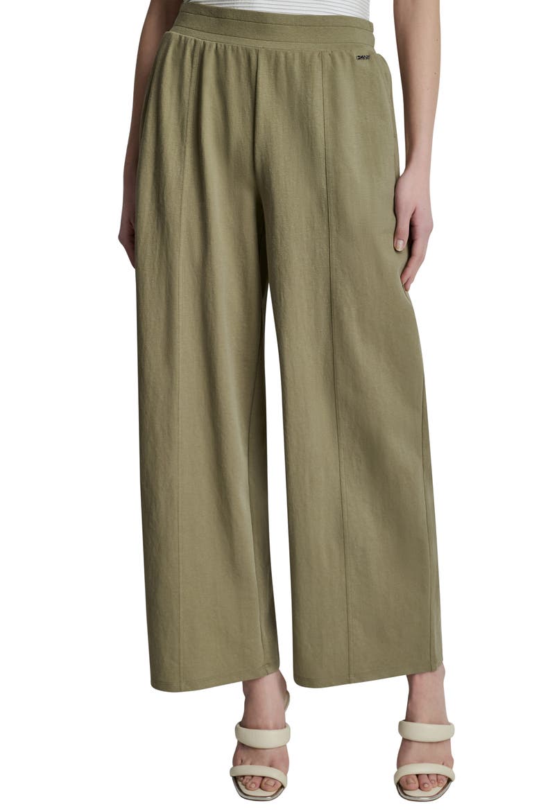 Logo Pull-On Wide Leg Pants, Main, color, LGHT FATIGUE