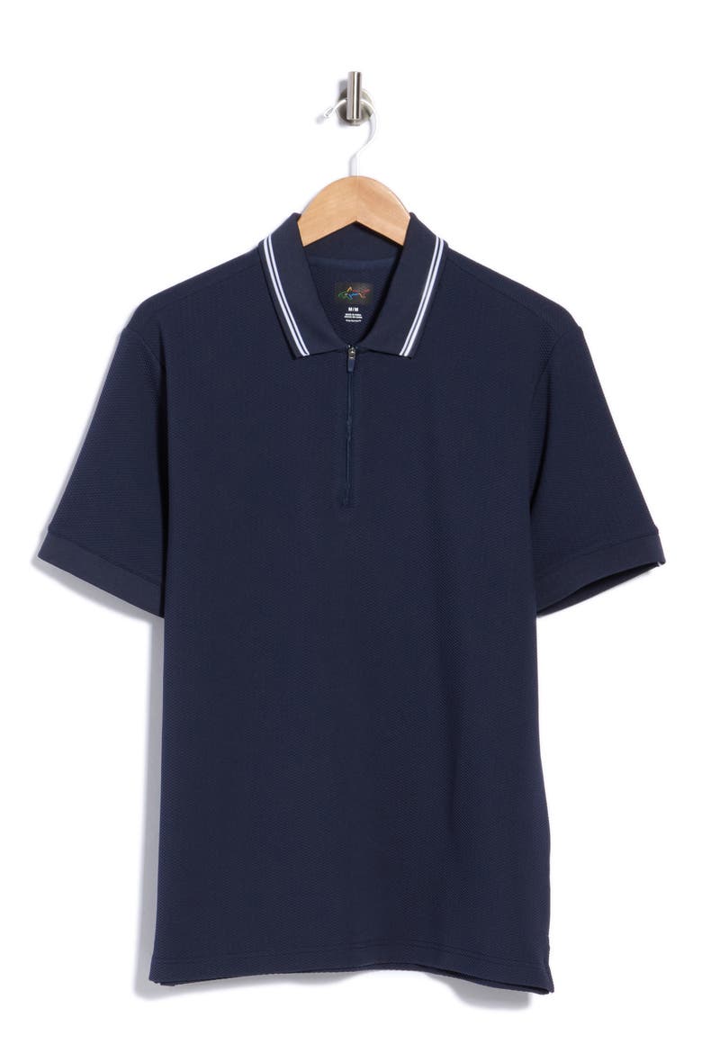 Textured Quarter Zip Knit Polo, Main, color, NAVY