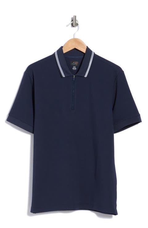 Textured Quarter Zip Knit Polo