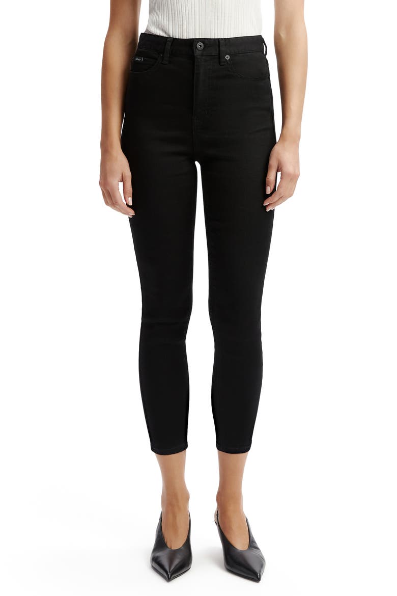 Khloe High Waist Crop Skinny Jeans, Main, color, BLACK