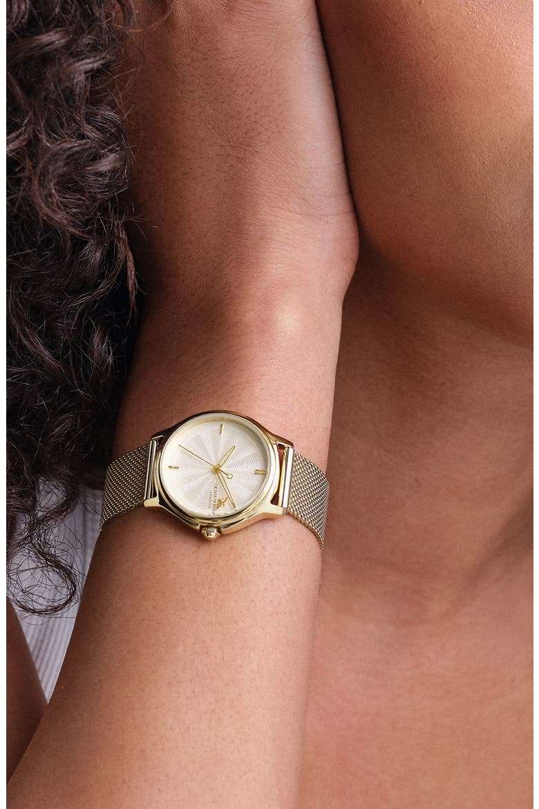 Classic Bee Mesh Strap Watch, 30mm, Alternate, color, GOLD