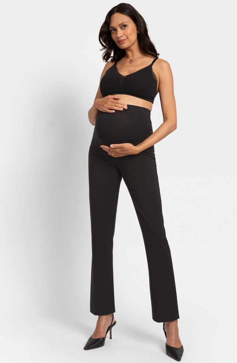 Seraphine Stretch Jersey Straight Leg Maternity Pants, Alternate, color, Black