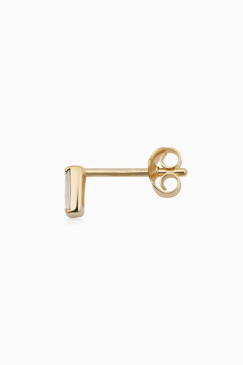 Oradina 14k Gold Fresco Baguette Micro Single Stud In Yellow Gold - White Topaz