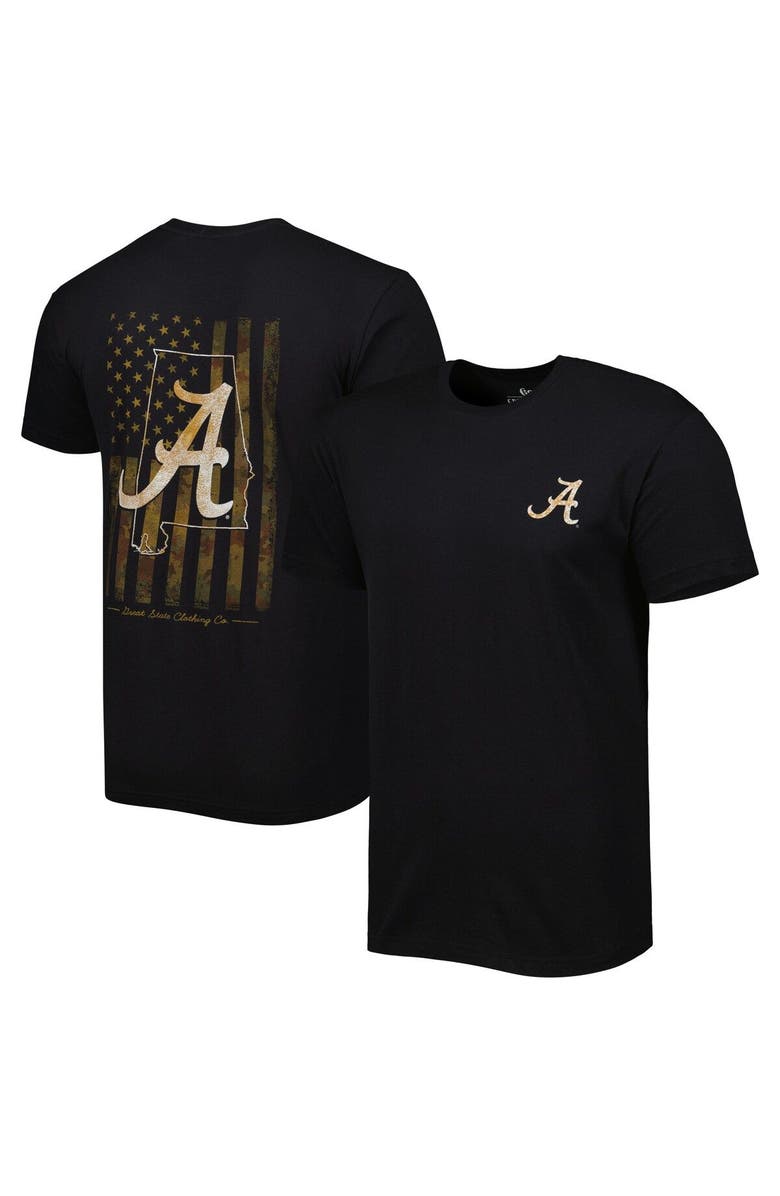 GREAT STATE CLOTHING Men's Black Alabama Crimson Tide Camo Flag 2-Hit T-Shirt, Alternate, color, 