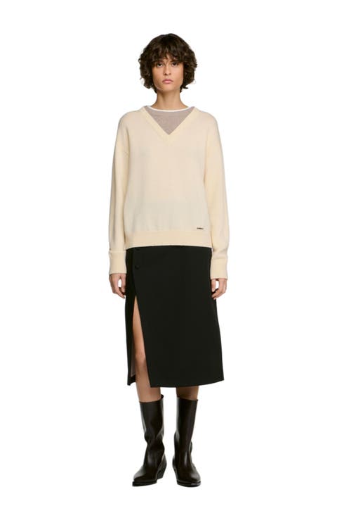 2-in-1 wool and cashmere sweater