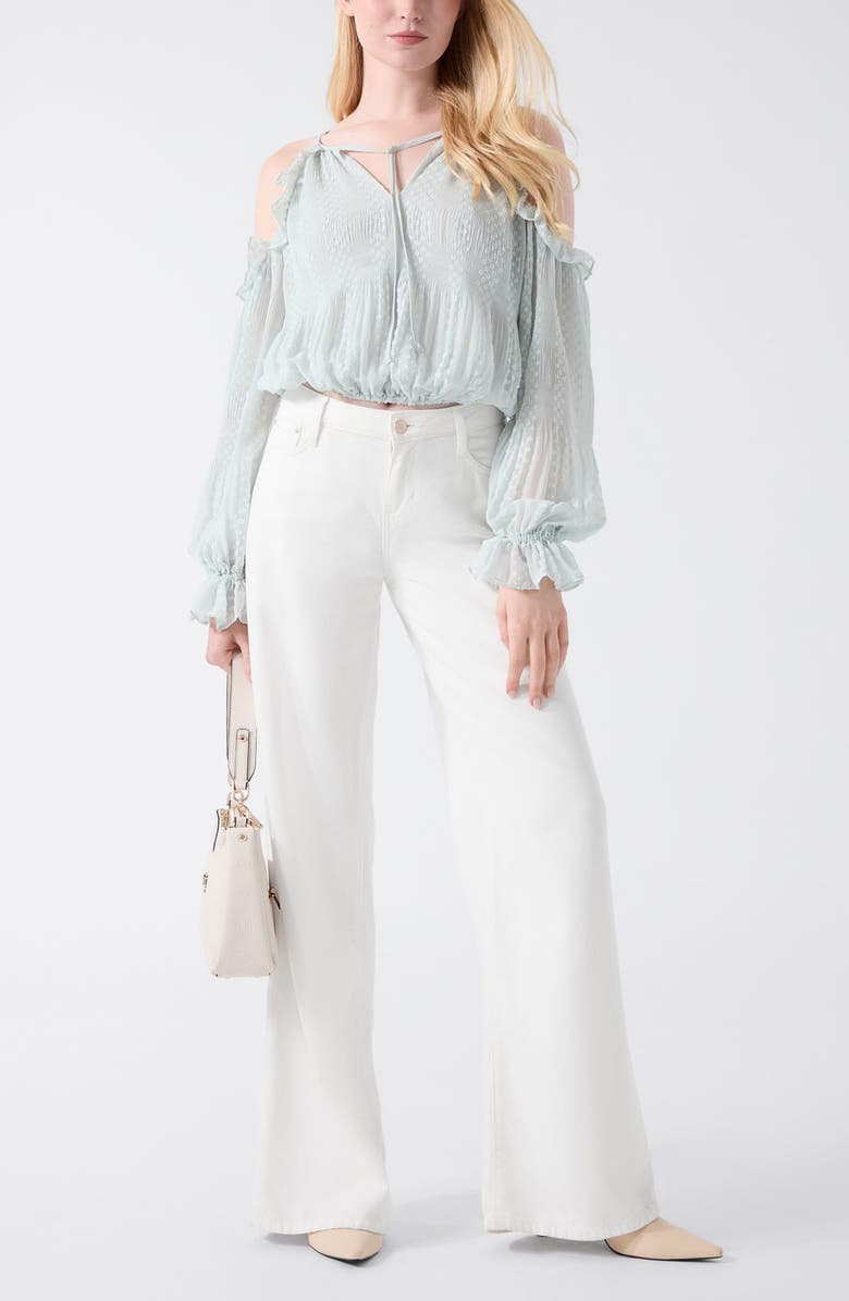 GUESS Emilia Clip Dot Cold Shoulder Top, Alternate, color, Open