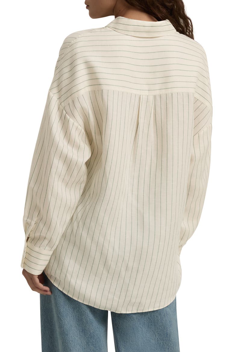 Ex Boyfriend Oversize Button-Up Shirt, Alternate, color, EMERALD STRIPE
