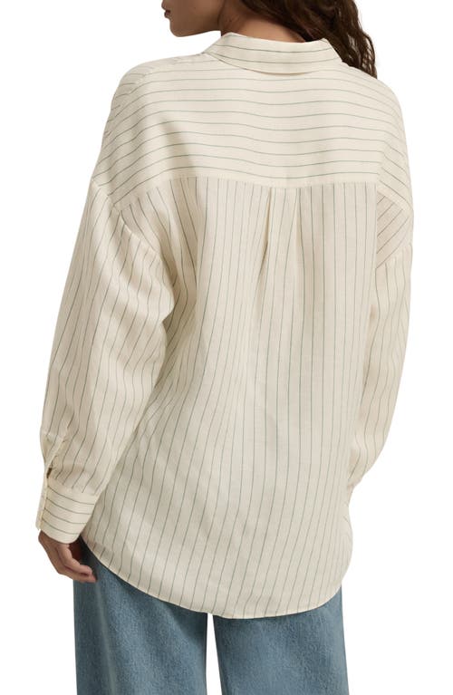 Favorite Daughter Ex Boyfriend Oversize Button-up Shirt In Emerald Stripe