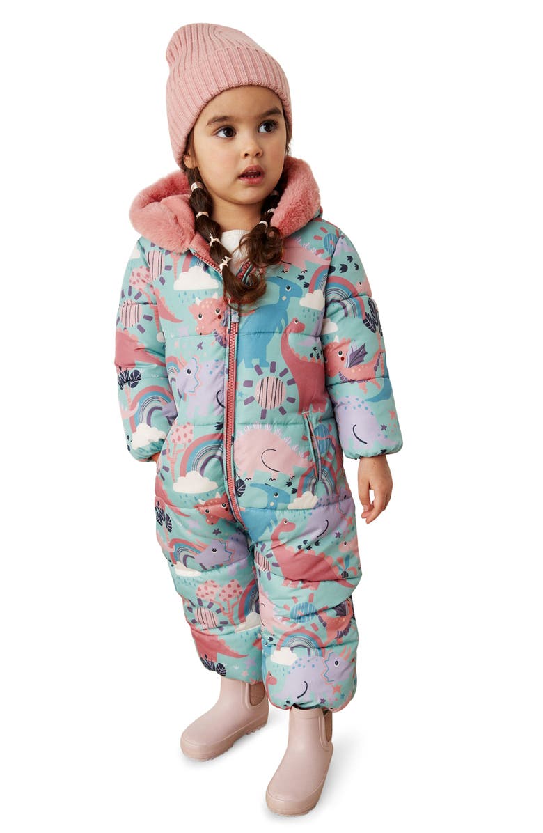 NEXT Kids' Dino Snowsuit with Faux Fur Trim, Alternate, color, 