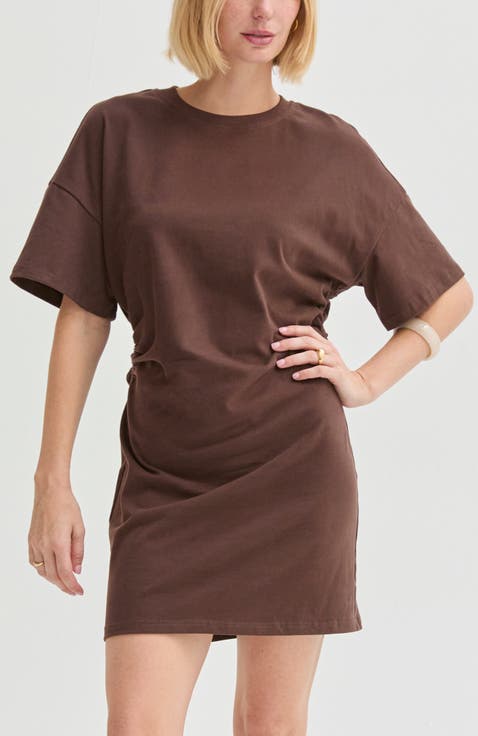 Elbow Sleeve Ruched T-shirt Mini Dress