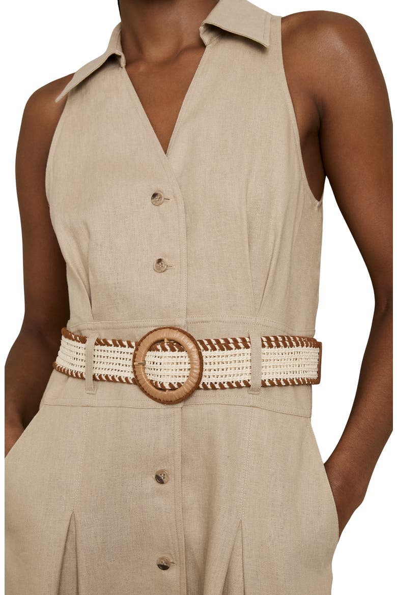 Annie Sleeveless Belted Linen Shirtdress, Alternate, color, NEUTRAL