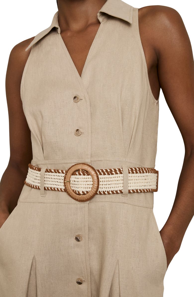 Reiss Annie Sleeveless Belted Linen Shirtdress, Alternate, color, Neutral