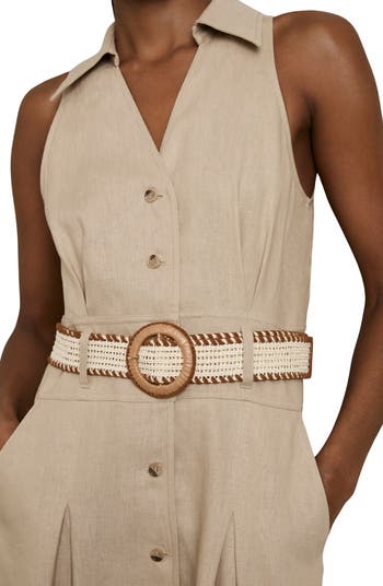 Reiss Annie Sleeveless Belted Linen Shirtdress | Nordstrom