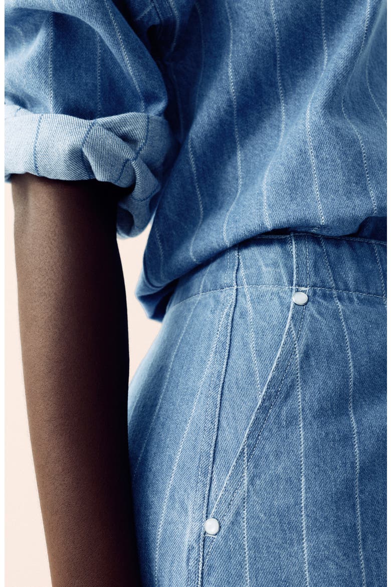 Stripe Denim Wrap Skirt, Alternate, color, MEDIUM INDIGO BLUE