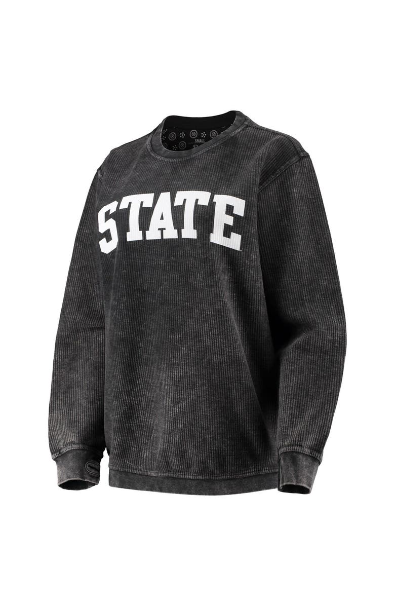 PRESSBOX Women's Pressbox Black Michigan State Spartans Comfy Cord Vintage Wash Basic Arch Pullover Sweatshirt, Alternate, color, Black
