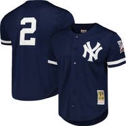 Mitchell & Ness Men's Mitchell & Ness Derek Jeter Navy New York Yankees Cooperstown Collection Mesh Batting Practice Button-Up Jersey