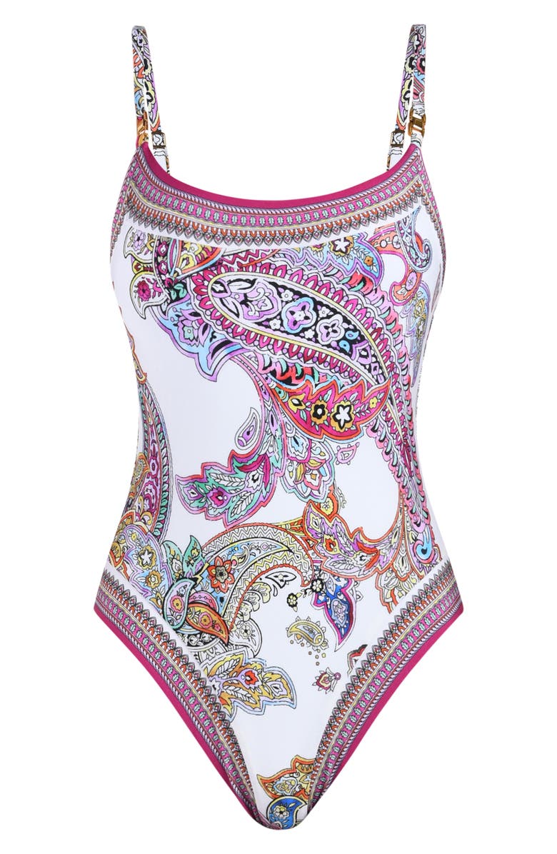 L'AGENCE Remi Bright Paisley One-Piece Swimsuit, Alternate, color, White Multi