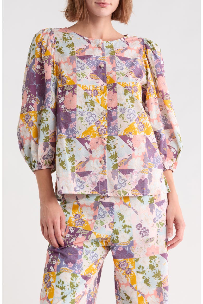 Ysandra Patchwork Cotton Top, Main, color, MULTI