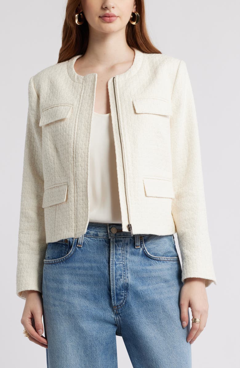 Nordstrom Tweed Jacket, Main, color, Ivory