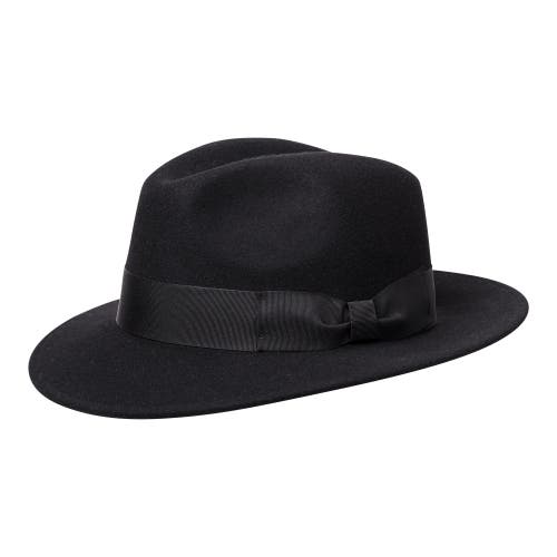 Wigens Wool Fedora With Grosgrain Hatband In Navy