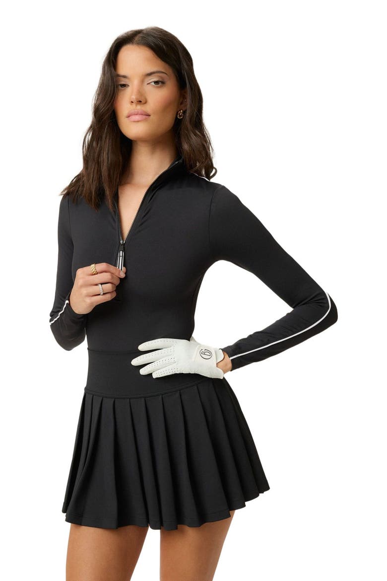 Long Sleeve Zip Front Bodysuit, Main, color, Black