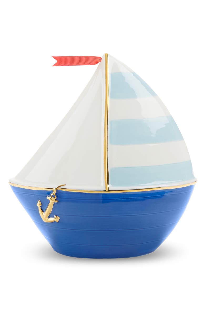 Baby Aspen Sailboat Ceramic Bank, Main, color, White/ Navy/ Light Blue