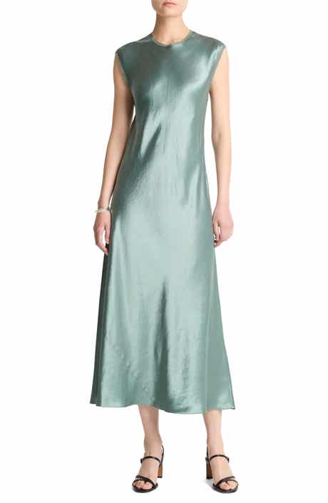 Vince Cap Sleeve Satin Maxi Dress