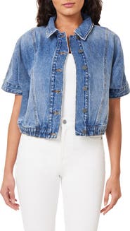 ★E.B.M★ Overfit crop denim jacket EMP2DJK020 Habitual Oversize Short Sleeve Crop Denim Jacket | Nordstromrack