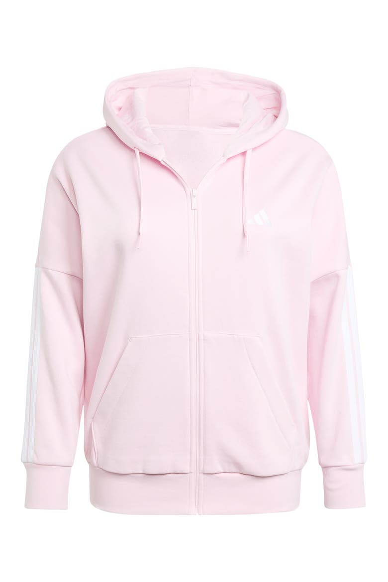 3-Stripes Fleece Zip Hoodie, Alternate, color, CLEAR PINK/ WHITE