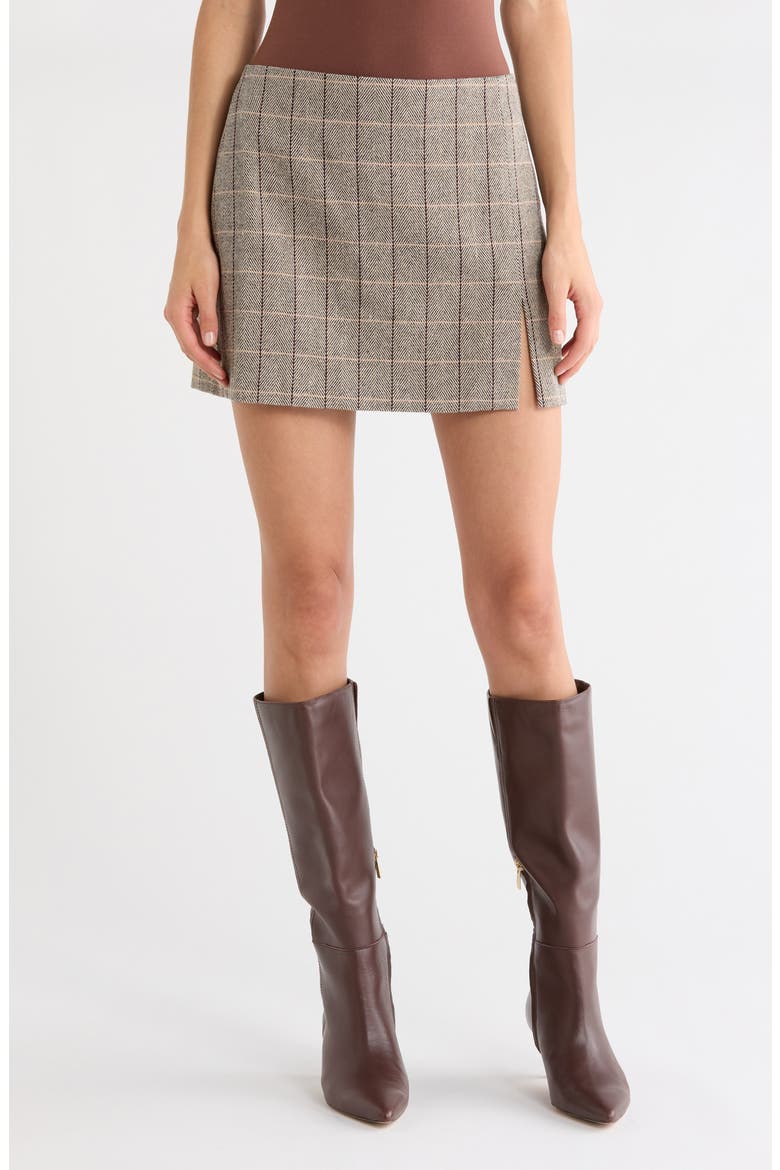 Cooper Mixed Print Miniskirt, Main, color, MINK