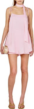 Endless Rose Tie Strap Belted Satin Romper