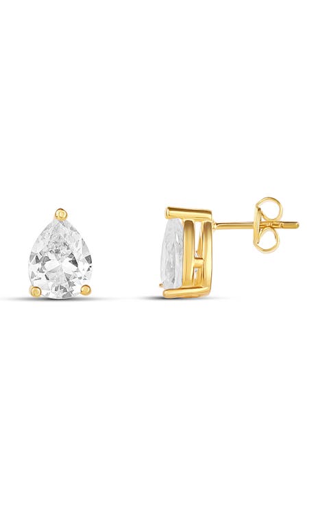 Pear Shape Prong Set Stud Earrings