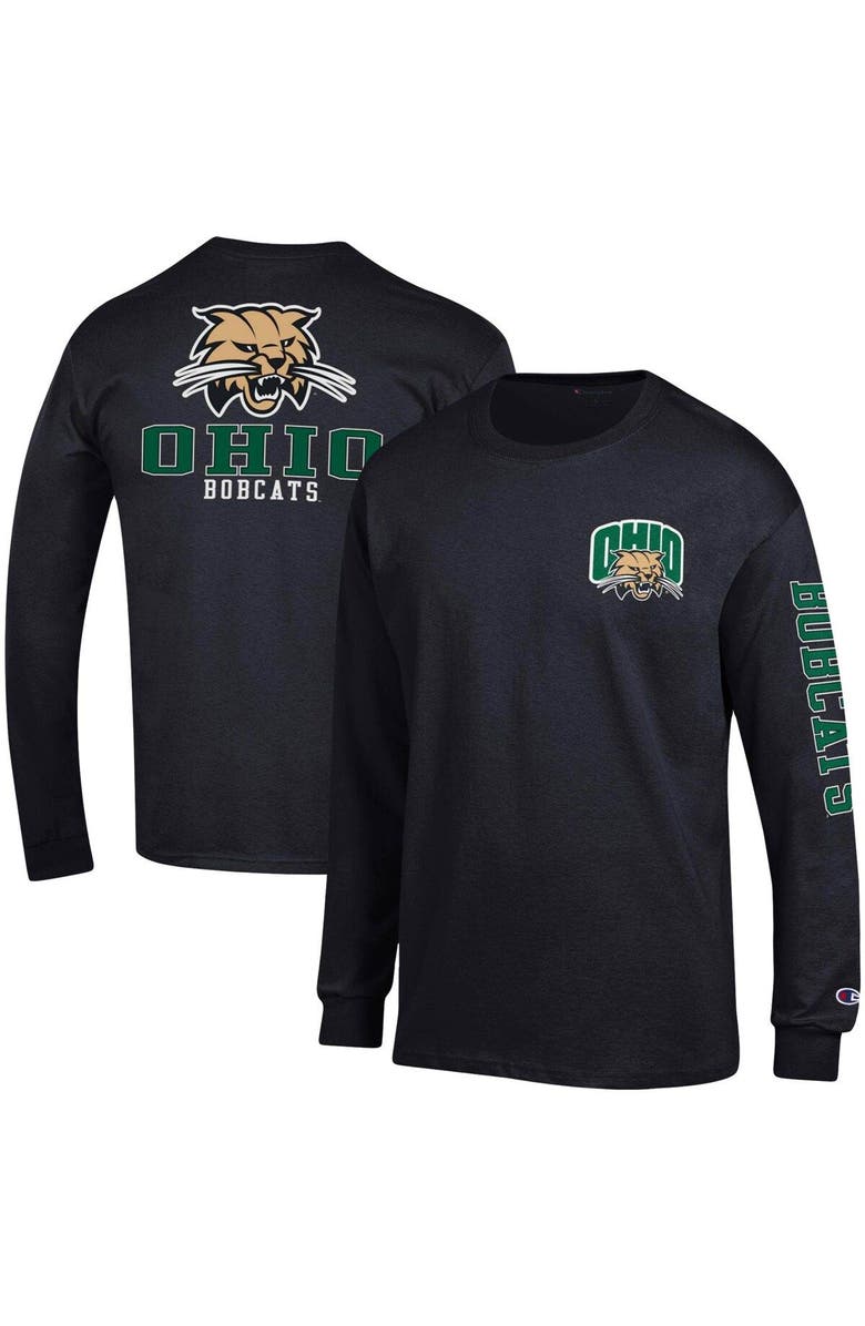 Champion Men's Champion Black Ohio Bobcats Team Stack Long Sleeve T-Shirt, Main, color, 