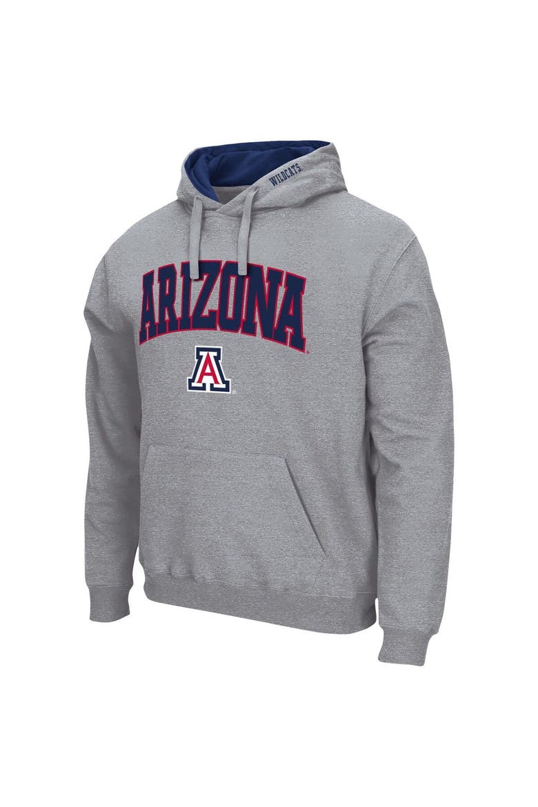Men's Colosseum Heather Gray Arizona Wildcats Arch & Logo 3.0 Pullover Hoodie, Alternate, color, Heather Gray