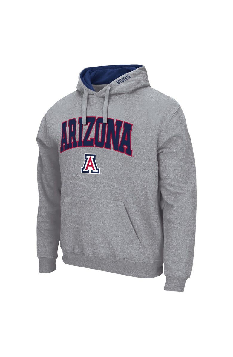 COLOSSEUM Men's Colosseum Heather Gray Arizona Wildcats Arch & Logo 3.0 Pullover Hoodie, Alternate, color, Heather Gray