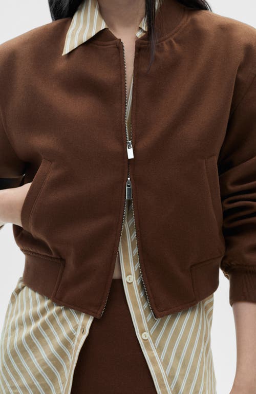 MANGO MANGO WOOL BLEND BOMBER JACKET 