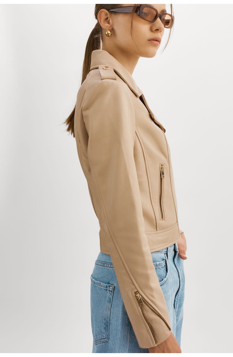 LAMARQUE DONNA GOLD | Iconic Leather Biker Jacket, Alternate, color, Wheat