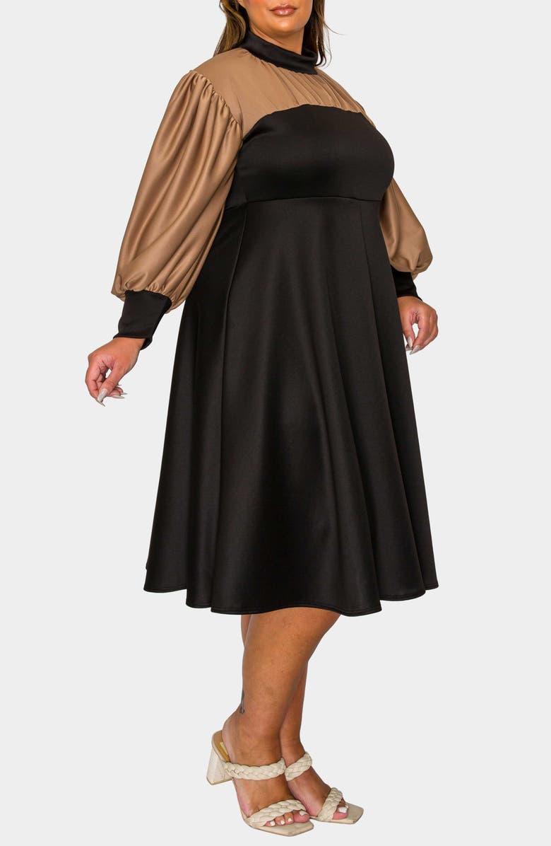 L I V D Calissa Colorblock Long Sleeve Dress, Alternate, color, Black Mocha
